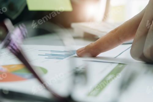 Preview: Close up of bookkeeper or financial inspector hands making report, calculating or checking balance