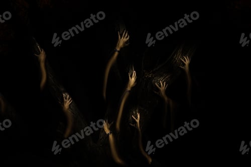 Preview: Dark hands in the darkness of the forest