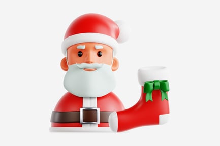 Preview: 3D Santa Claus with Christmas Stocking Illustration