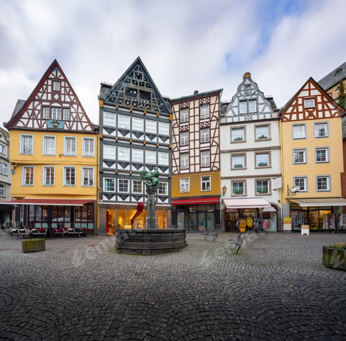 Preview: Market Square and St Martin Fountain - Cochem, Rhineland-Palatinate, Germany