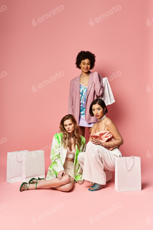 Preview: Serene women gathered against a blush wall
