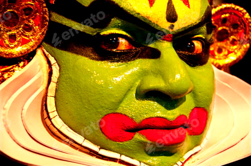 Preview: Portrait of Kathakali dance performer in Kerala, India