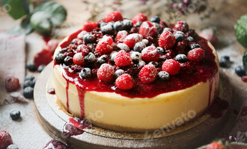 Preview: Fresh berry cheescake food photography recipe idea