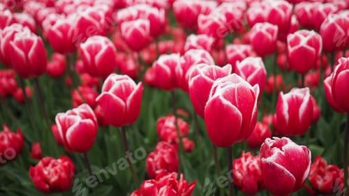 Preview: Tulip flowers in red and white color.