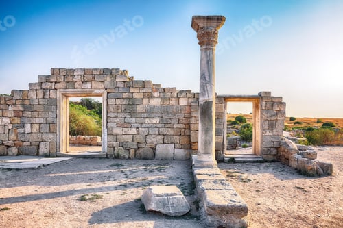 Preview: Fantastic sunset over ruins of the Basilica in ancient city Chersonese