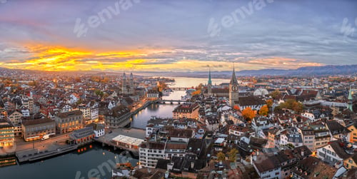 Preview: Zurich, Switzerland Old Town Skyline over the Limmat River
