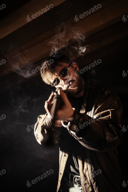 Preview: Man with shotgun and cigarette