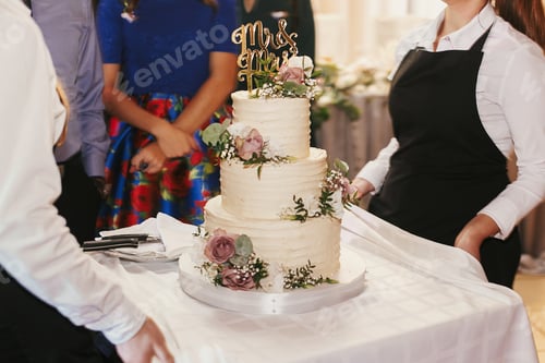 Preview: Modern wedding cake at wedding reception