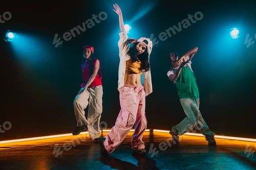 Preview: Hip hop dancer dancing in a cool studio with neon lights.