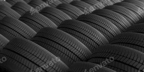 Preview: Car tires as background. 3d illustration