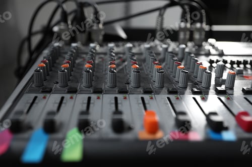 Preview: Audio Mixing Console Close Up Studio Equipment