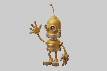 Preview: Cute golden robot character wave