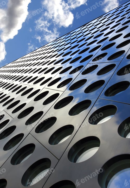 Preview: Abstract architecture building with rounded windows and perspective