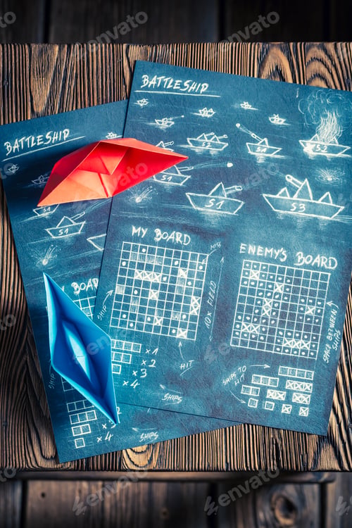 Preview: Children's battleship paper game ready to play