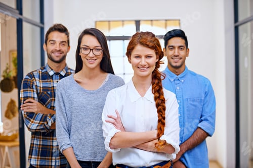 Preview: Portrait of a team of young designers in their modern office