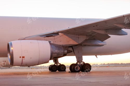 Preview: landing gear of an airplane at airport