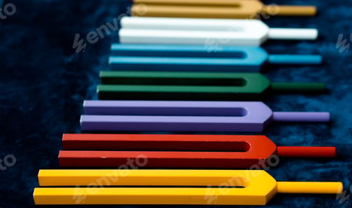 Preview: Set of colorful tuning forks - tools sound healing