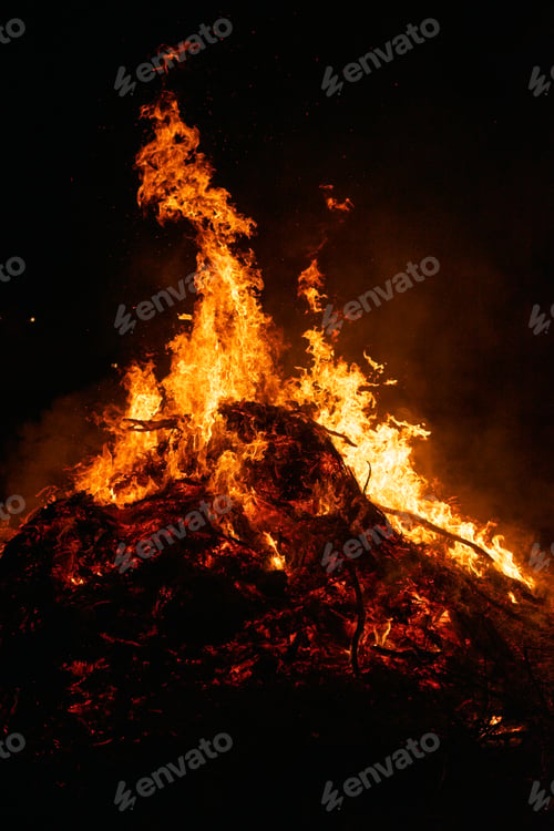 Preview: Big bonfire burning in the night