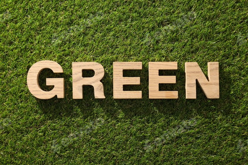 Preview: The word: "GREEN" on freshly cut grass.
