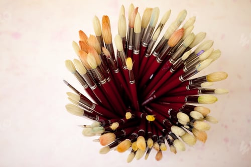 Preview: Paint brushes in a jar from above
