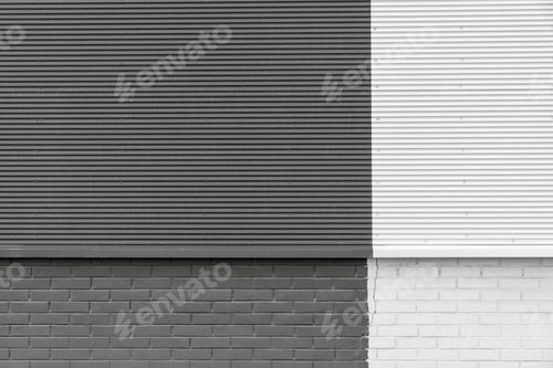 Preview: The Textured Background From Corrugated Iron And A Brick Of Dark Gray And White Color And A Blank