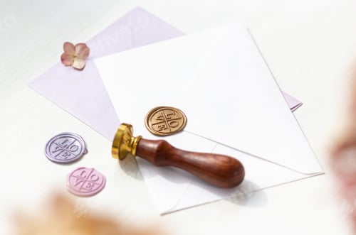 Preview: Envelope and wax seal in different colors with the inscription - love