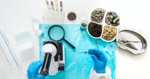 Preview: Soil testing in the laboratory. Selective focus.
