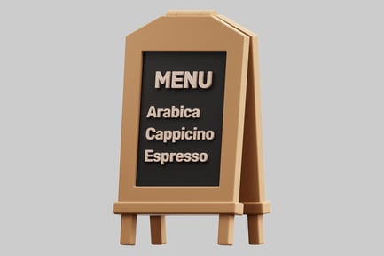 Aperçu: Tableau de menu avec fond noir et texte blanc