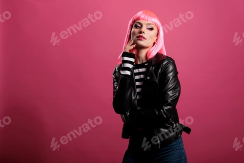 Preview: Portrait of attractive beautiful lady posing in front of camera