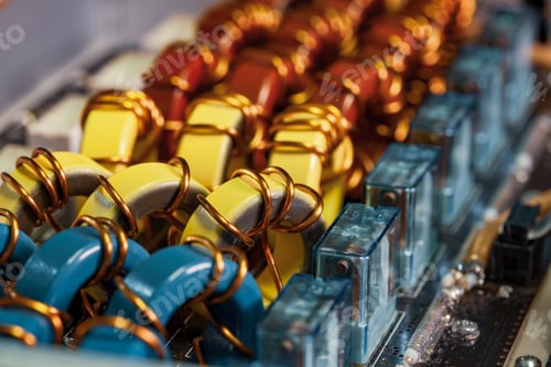 Preview: Top view close-up of color iron powder coils