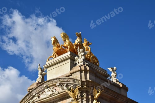 Preview: Quadriga de l'Aurora on the top of the Font de la cascada. Citadel Park, Barcelona, Spain.
