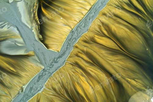 Preview: Patterns of acid mine drainage in decanting lake, nature pollution, aerial view