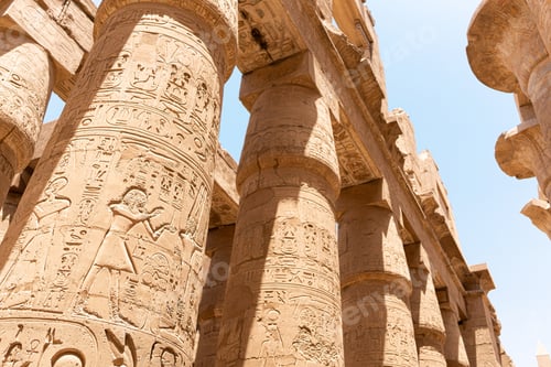 Preview: Hieroglyphs on the columns of an Egyptian temple