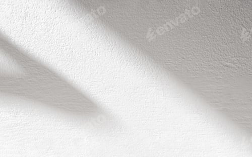 Preview: Cement texture wall with abstract shadow, sun light overlay on white plaster paint