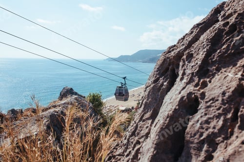 Preview: cable car and sea top view. travel concept