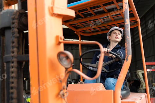 Preview: Metal industry worker at factory, Business industry and lathe background.