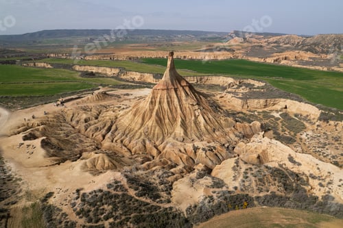 Preview: Aerial view of Bardenas Reales desert in southeast Navarre, Spain