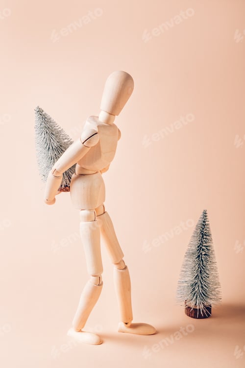 Preview: Wood man with Xmas tree