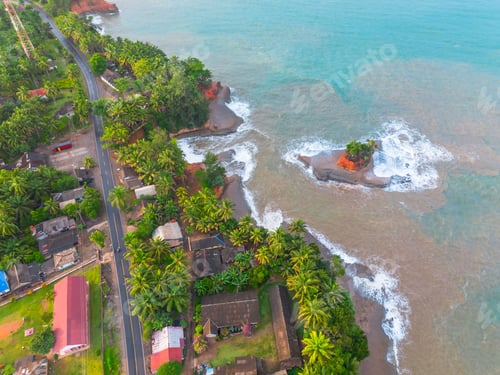Preview: beautiful morning view panorama indonesia beach weather with sky colors and storm season