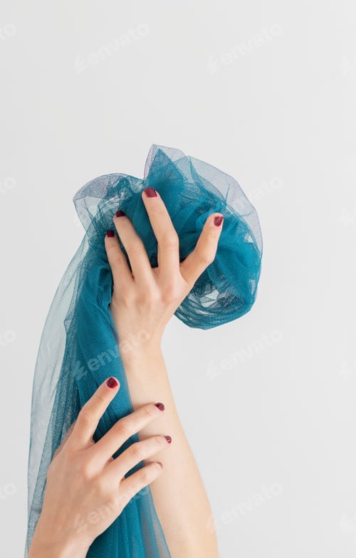 Preview: Blue chiffon girl hands