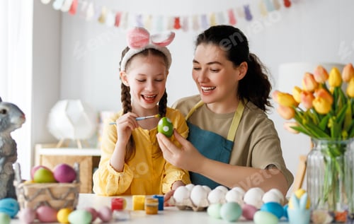 Preview: family preparing for Easter