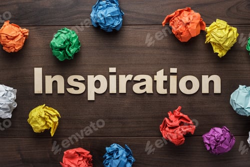 Preview: Word Inspiration And Crumpled Colorful Paper