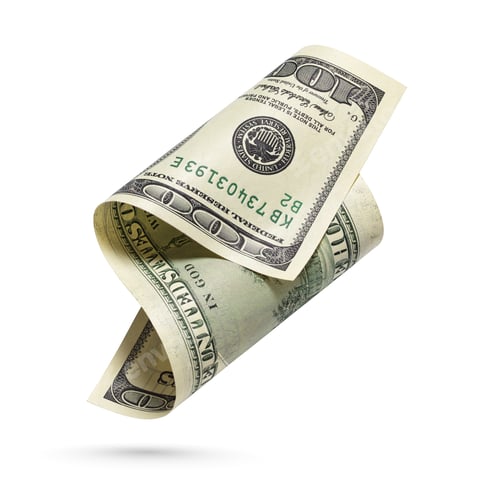 Preview: One hundred dollars bill isolated on a white background.