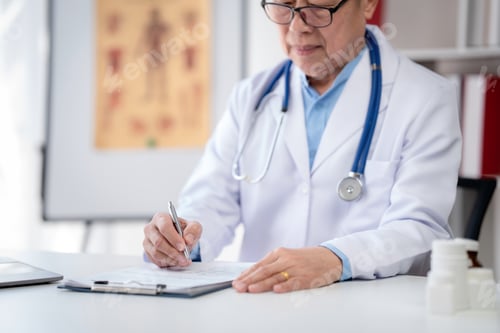 Preview: Senior male doctor with stethoscope diagnosis of patient disease