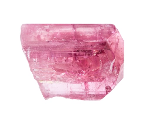 Preview: unpolished rubellite crystal isolated on white