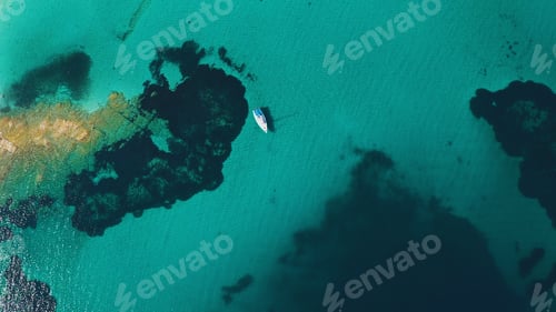 Preview: Aerial shot of a turquoise seascape near the Lagonisi beach in Greece