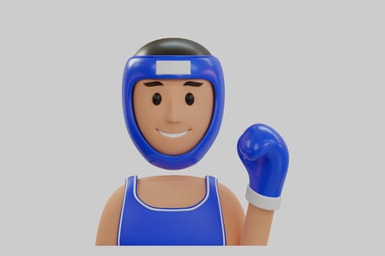 Visualização: Personagem de boxer de desenho animado