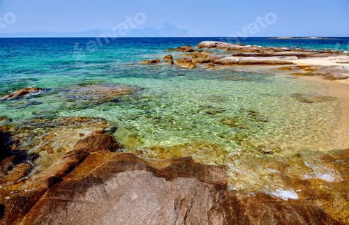 Preview: Beautiful beach and rocky coastline landscape in Greece