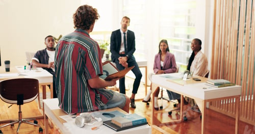 Preview: Mentor, planning and meeting with business people in office for internship program, training and le