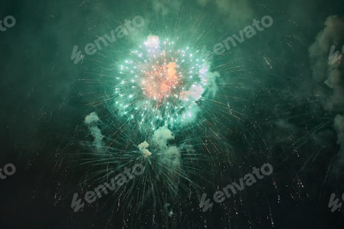 Preview: fireworks in the night city sky